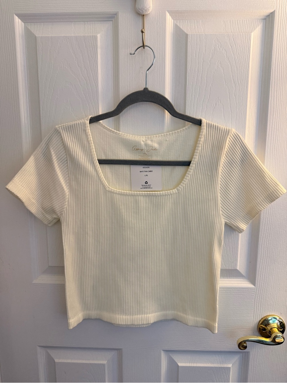 Light Yellow Ribbed Square-Neck Women's Top